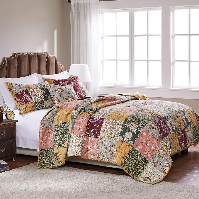 Greenland Home Antique Chic 100% Cotton Authentic Patchwork Quilt Set, 5-Piece - Image 2