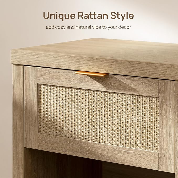 SICOTAS Rattan Nightstand 19.7" Boho Night Stand - Image 4