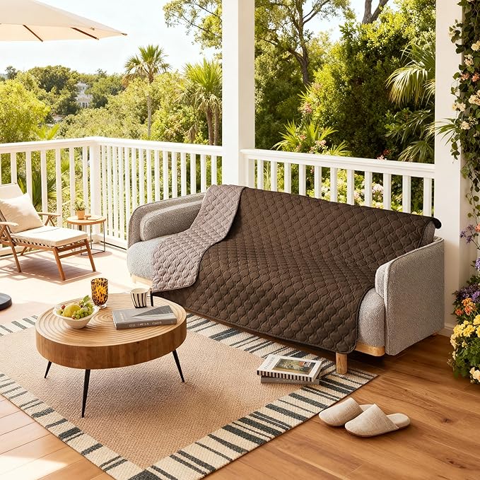 gogobunny 100% Double-Sided Waterproof Dog Bed Cover Pet Blanket Sofa Couch Furniture Protector for Puppy Large Dog Cat, Reversible (82x82 Inch (Pack of 1), Dark Chocolate/Light Chocolate)