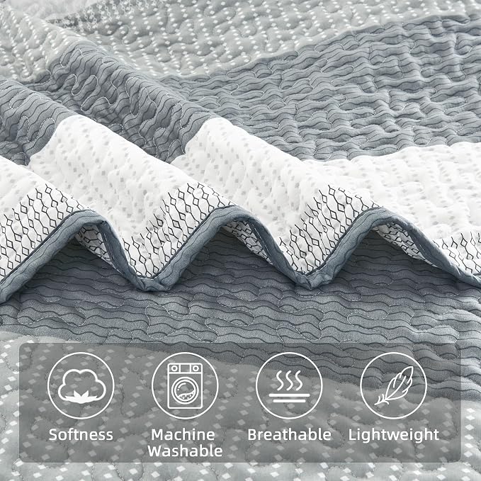 King Size Quilt Set Grey - Image 4