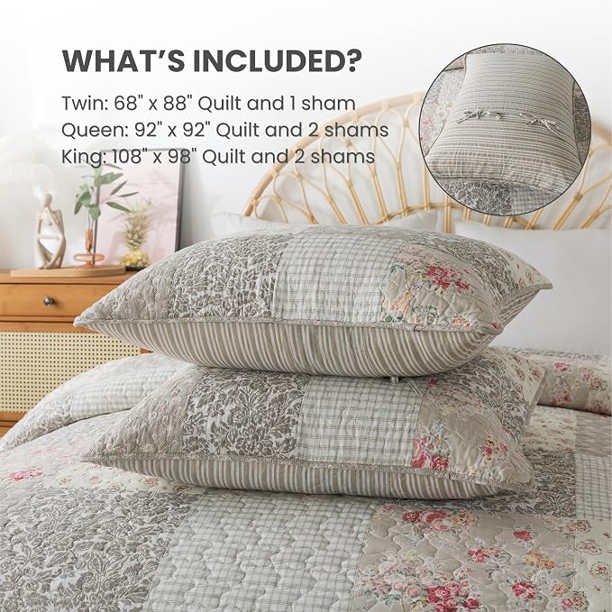 SLPR - Walk in the Cotswolds Patchwork Cotton Quilt Set, Queen - Image 6