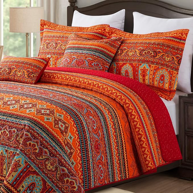 BEDIFANY Orange California King Quilt Set - Image 3