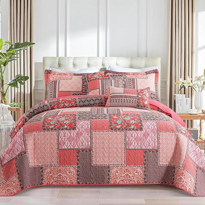 BEDIFANY Farmhouse Queen Quilt Set, 100% Cotton Cover Quilt Bedding Set | 3 PCs by BEDIFANY
