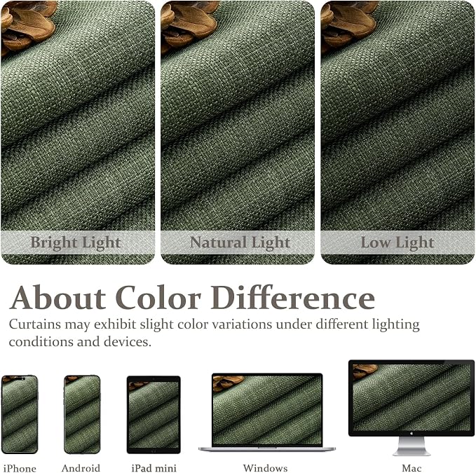 Olive Green Pinch Pleated Dual Layer Linen Curtains 40 x 84 Inches Long - Image 10