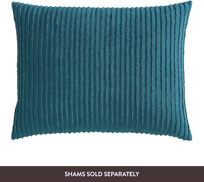 Beatrice Home Fashions Queen Channel Chenille Bedspread, Peacock | Soft - Image 5