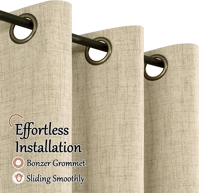 Short Burlap Blackout Curtains 45 Inch Length Each 38 Wide 2 Panels | Thermal - Image 5