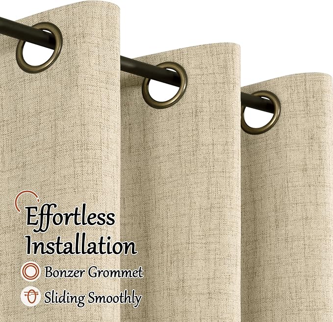 Burlap Linen Blackout Curtains for Bedroom - Image 5