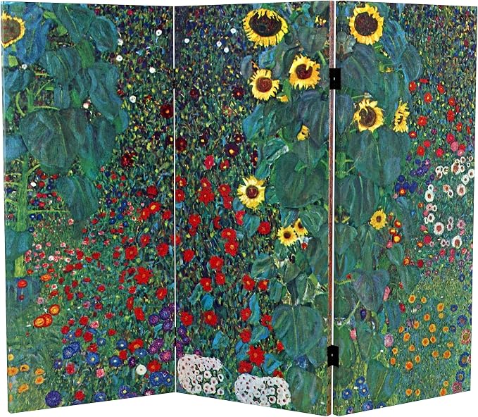 Red Lantern Double Sided Works of Klimt Room Divider - Image 7