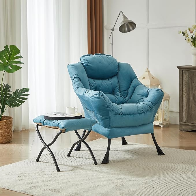 HollyHOME Lazy Chair with Foldable Ottoman, Accent Comfy Lounge Armchair and - Image 5
