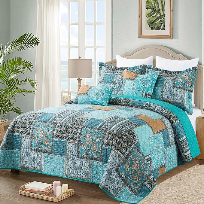 VAPUTAR Oversized King Quilt Bedding Set, Cotton California King Bedspreads | - Image 2
