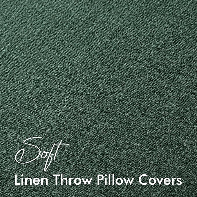 EMEMA Christmas Throw Pillow Covers Decorative Linen Pillow Covers 24x24 Inch Green Boho Farmhouse Neutral Couch Throw Pillows for Bed Pack of 2 Accent Pillowcase Modern Sofa Cushion Livingroom Home