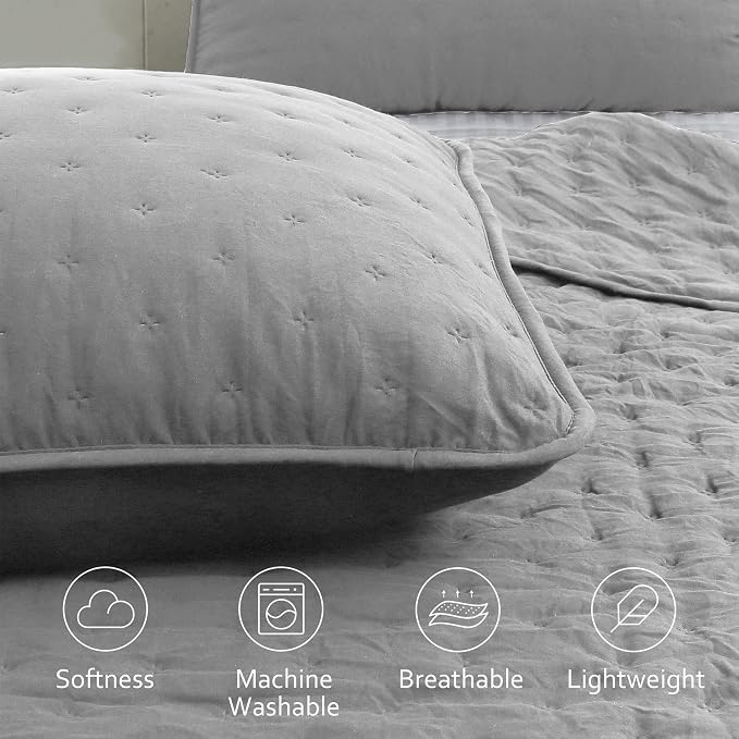 ROARINGWILD Light Grey Twin Size Quilt Bedding Sets - Image 3