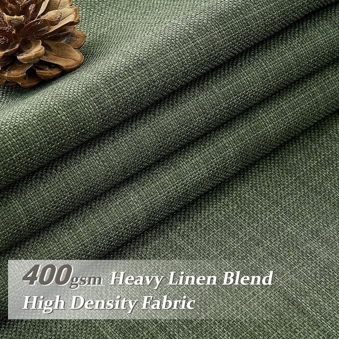 Olive Green Blackout Room Divider Curtains 92 Inches Long 2 Panels Set - Image 2