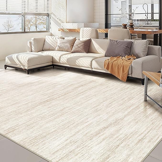 Nakagishi Boho 9x12 Area Rug Living Room Rugs Machine Washable Beige | Soft by NakagishiAreaRug