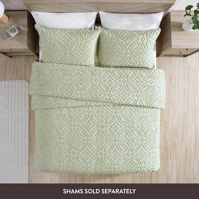 Beatrice Home Fashions Wedding Ring Full Cotton Chenille Bedspread, Sage | - Image 2