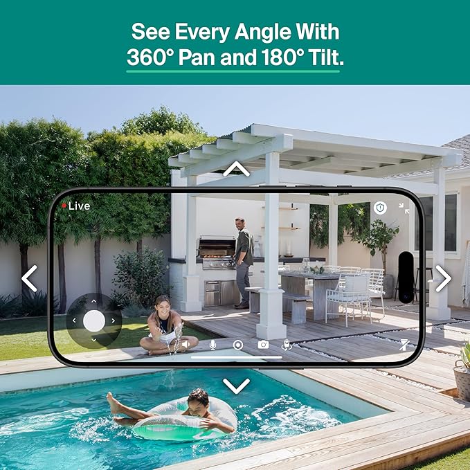 Arlo Essential Pan Tilt Security Camera 2K + 6 Months of Secure Plus Plan - Wired Plug-in Power Outdoor Camera, Person Recognition, Package Detection, Animated Preview, Auto Motion Tracking, 2 Cam