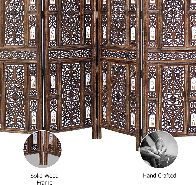 COTTON CRAFT Room Divider Wood Screen - Image 6