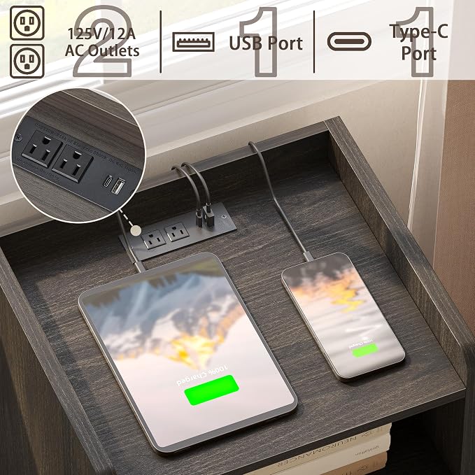 MECHYIN Night Stand Set 2, Nightstands Set of 2 - Image 4