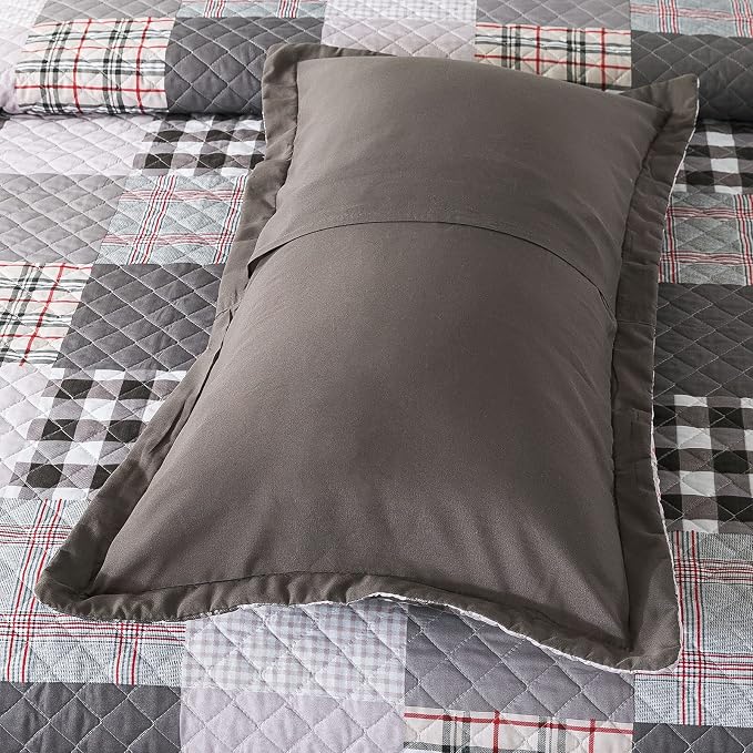Quilt Set 3-Piece Oversized Quilted Bedspread Coverlet Set Grey European - Image 6