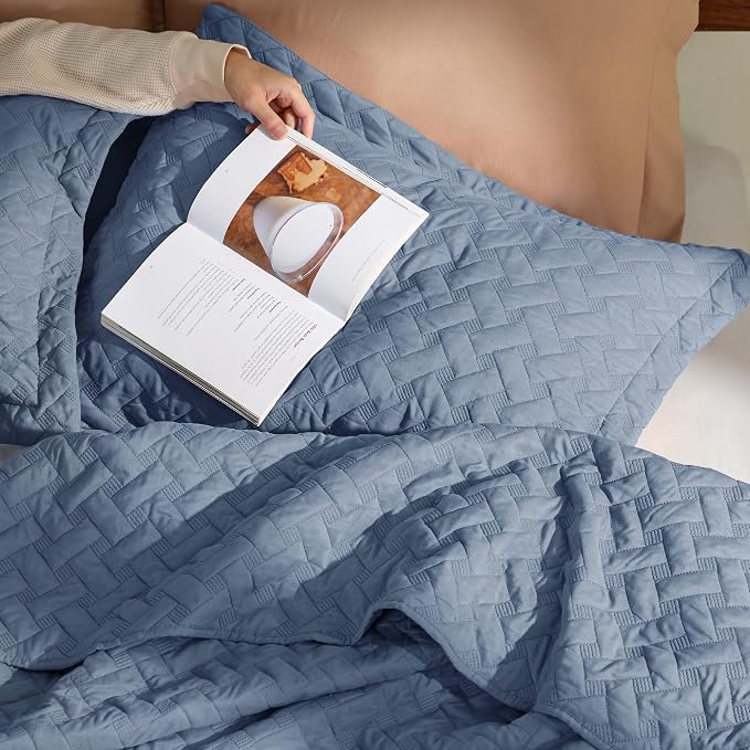 Bedsure Cal King Quilt, Lightweight Comforter Set, Mineral Blue Bedspread | - Image 8