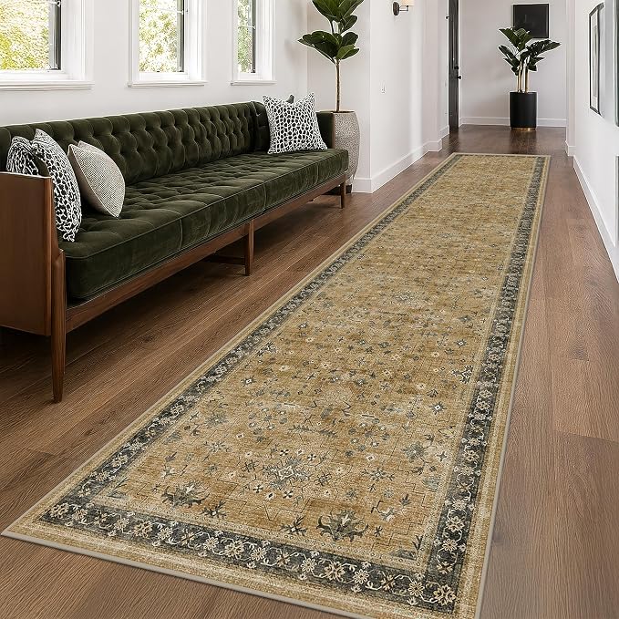 Boho Washable 3x16 Extra Long Hallway Runner Rug, Neutral Large Kitchen Floor by HazoHaus
