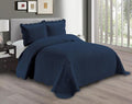 Linen Plus Embossed Coverlet Bedspread Set Oversized Solid Navy Blue Full/Queen by Linen+Plus
