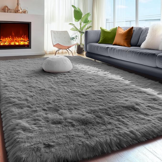 Plush Washable Area Rugs for Living Room 5x7 Grey, Soft Shaggy Rugs Carpets - Image 7