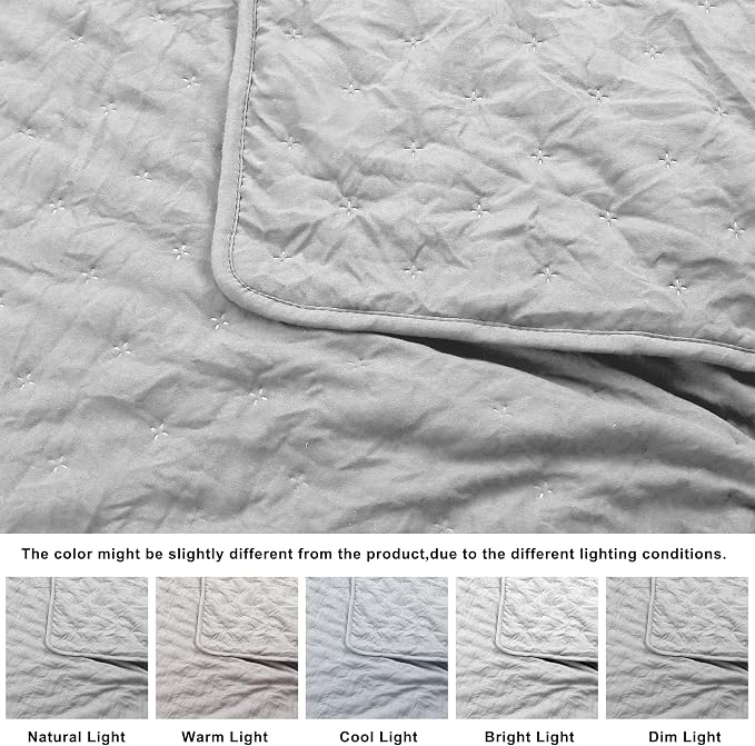 ROARINGWILD Light Grey King Size Quilt Bedding Sets - Image 6