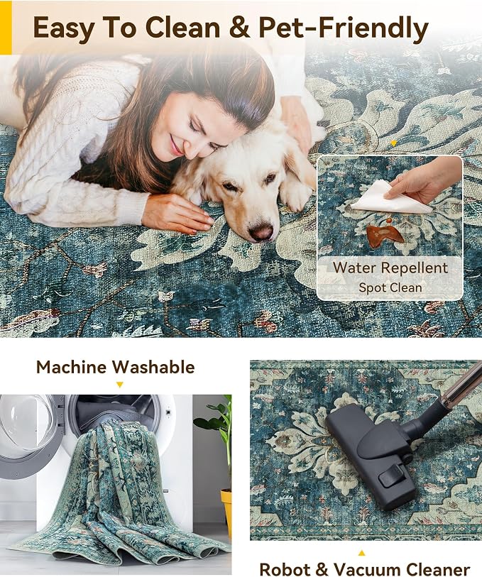 RELEANY Washable Area Rug, Runner 2'x10', Water Repellent, Pet Friendly - Image 5