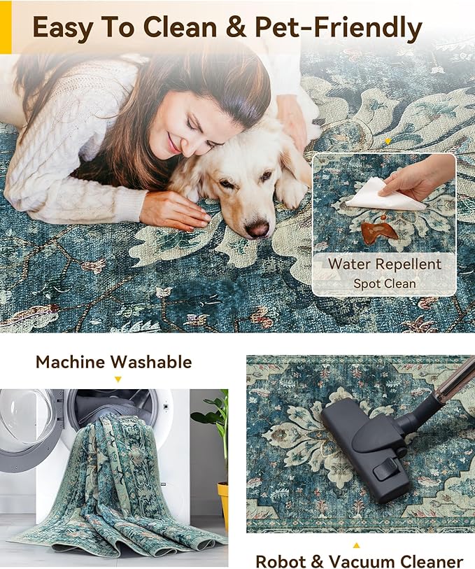 RELEANY Washable Area Rug, Runner 2'x6', Water Repellent, Pet Friendly - Image 6
