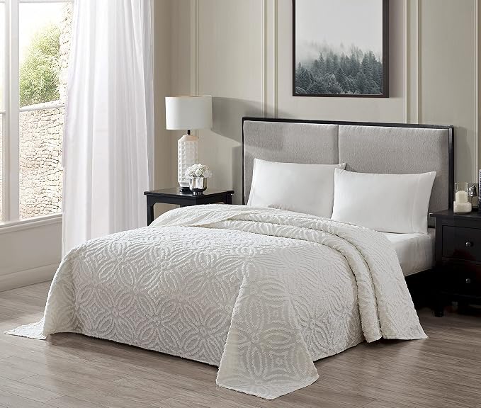 Beatrice Home Fashions Wedding Ring Chenille Bedspread, Ivory + 2 Wedding Ring - Image 6