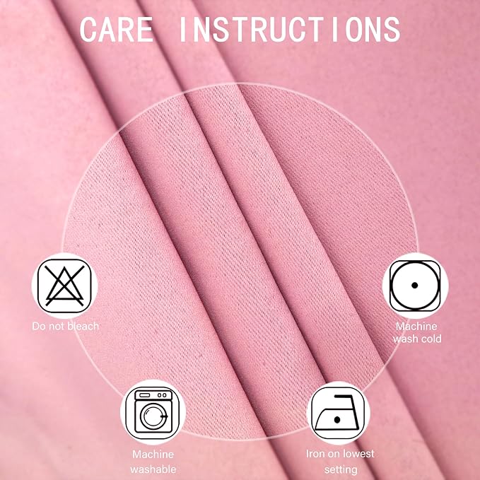 Pink Thermal Blackout Curtains/38 x 84 Inch/Set of 2 Panels Room Darkening - Image 4