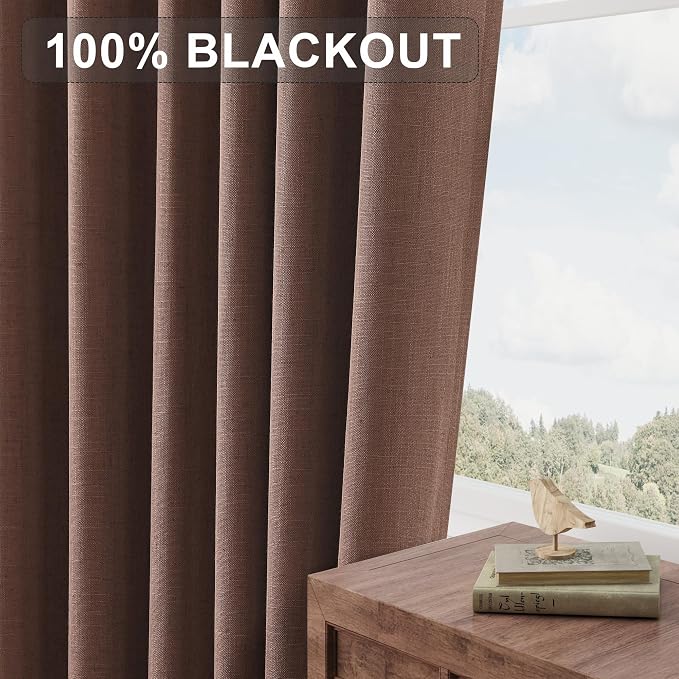 Joywell 100% Blackout Linen Curtains 102 Inch - Image 7