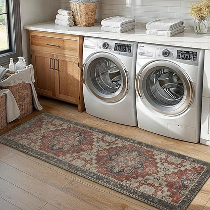 GENIMO Kitchen Mats for Floor, Washable Anti Fatigue Mat for Cushioned, 17.3"x59", Waterproof Kitchen Rugs, Non Slip Foam Comfort Standing Mat Rug for Home, Runner, Sink, Laundry, Bordeaux