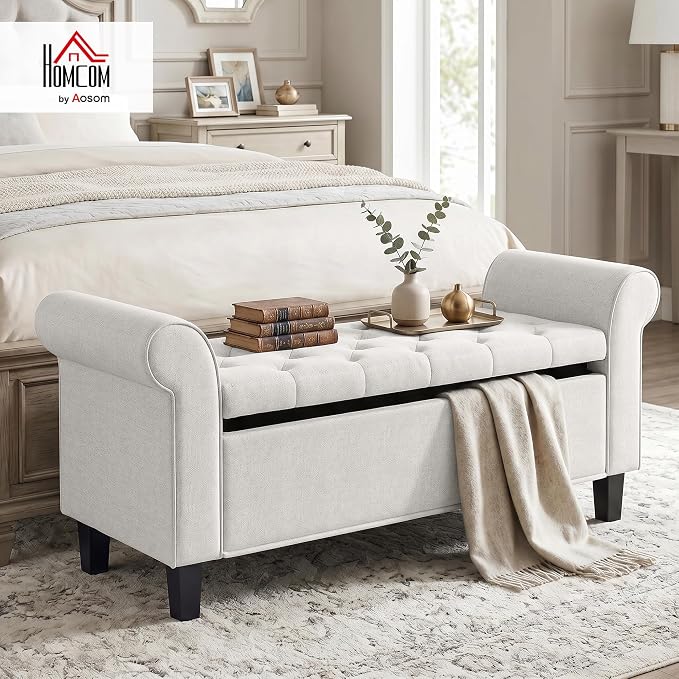 HOMCOM 47" Storage Ottoman End of Bed Bench - Image 2