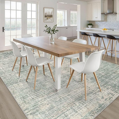 10x14 Area Rugs Living Room: Washable Large Neutral Green Rug Abstract Soft Modern Stain Resistant Indoor Floor Non-Slip Carpet for Bedroom Nursery Kids Office Playroom Dining Room Under Table Home