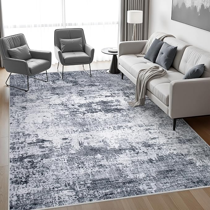 9x12 Area Rug Living Room Rug: Washable Modern Abstract Soft Thin Rug Indoor - Image 3