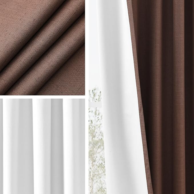 Joywell 100% Blackout Linen Curtains 96 Inch - Image 5