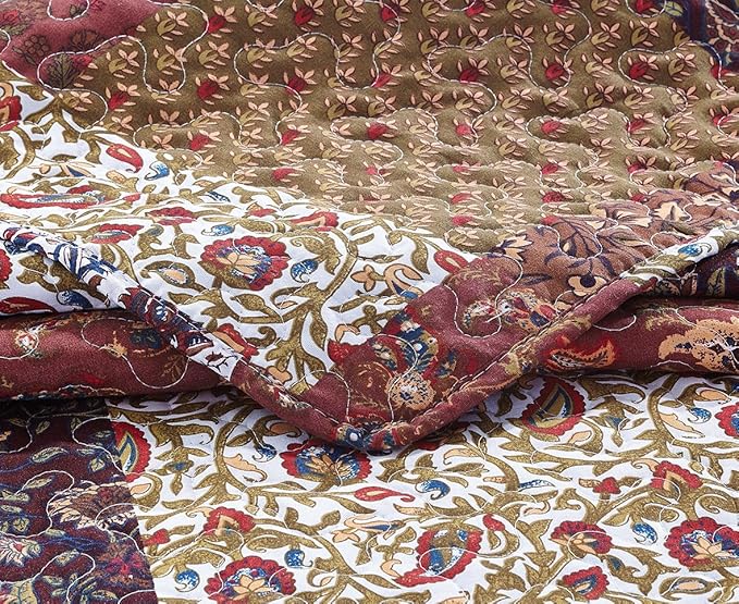 SLPR - Red Riches Patchwork Quilt Set, Fall Bedding, King - Image 3