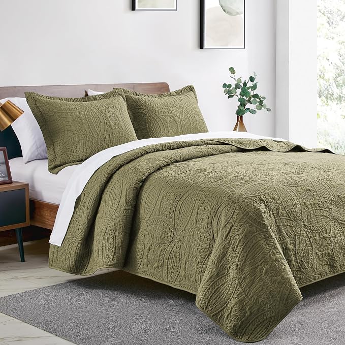 Love's cabin Quilts for Queen Bed Green Bedspreads Bedding Set - Image 2