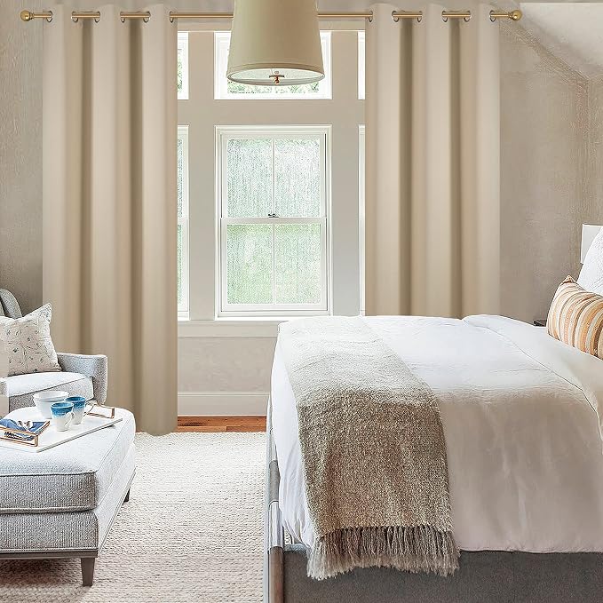 Diraysid Beige Grommet Blackout Curtains - Image 6