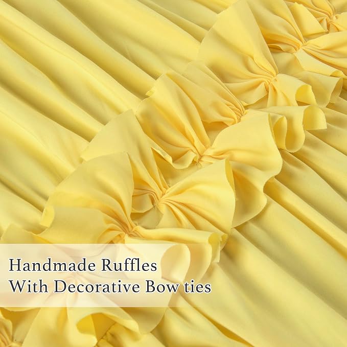 Blackout Window Curtains Bright Yellow, Rustic Rod Pocket Drapes - Image 2