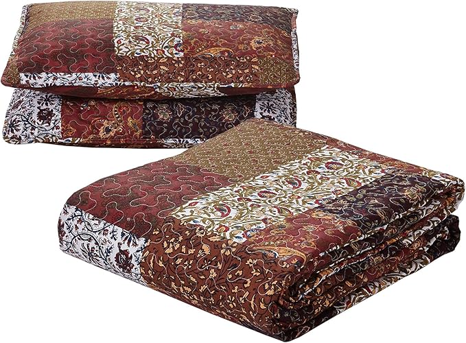 SLPR - Red Riches Patchwork Quilt Set, Fall Bedding, King - Image 5