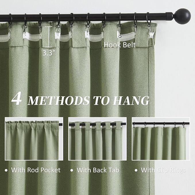 Sage Green Blackout Linen Curtains - Image 3