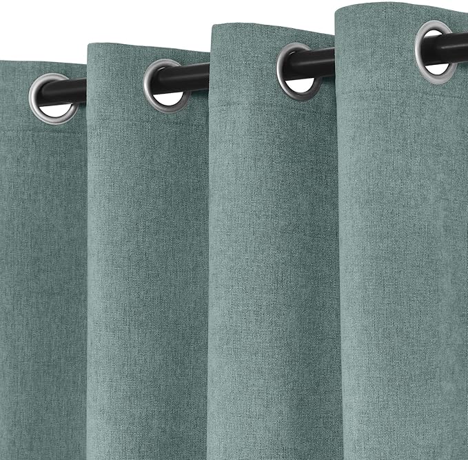 Macochico Full Blackout Curtains 84 Inches Long Insulated Noise Reducing Chenille Curtains for Living Room Bedroom Nursery Auditorium Teal Curtains with Tieback Grommet 72" Wx84 L 1 Panel
