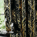 FMFUNCTEX 100% Blackout Black Gold Foil Tree Curtains 96 Inch Long 2 Panels | by Fmfunctex