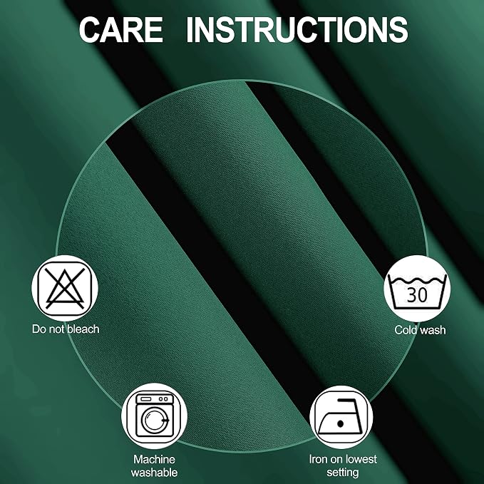 100% Blackout Curtains 52 x 72 Inch/Green Curtains 2 Panels - Image 5