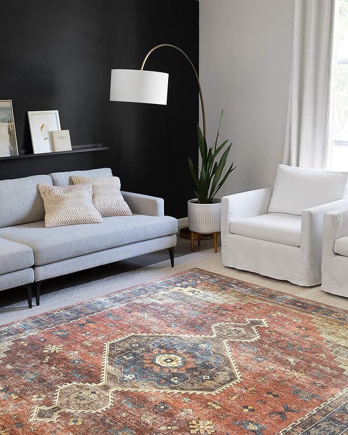 Loloi Skye Collection SKY-11 Rust/Blue 5'-0" x 7'-6" Area Rug