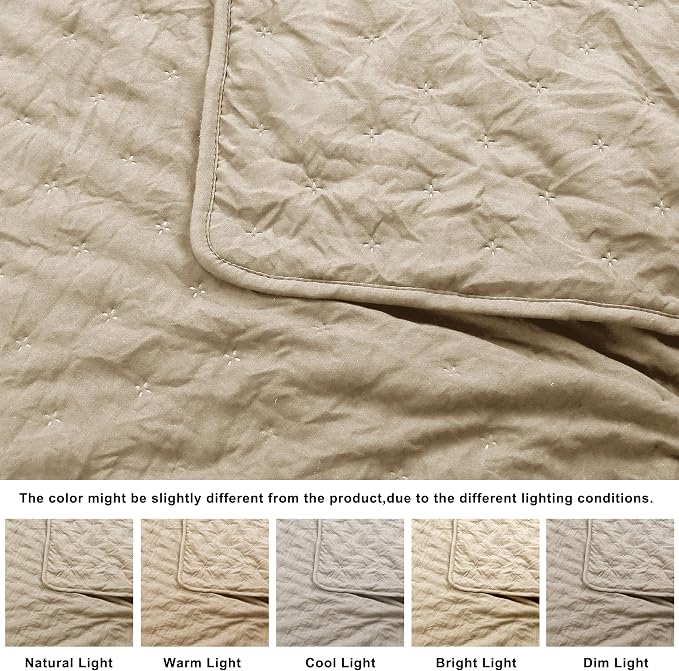 ROARINGWILD Beige Cloud King Size Quilt Bedding Sets - Image 6