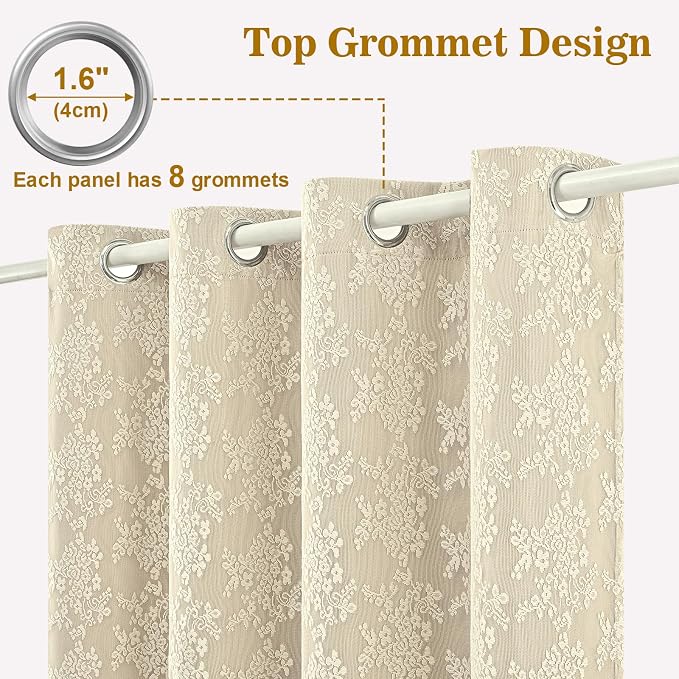 Yinhua Beige Blackout Curtains Double Layer Curtains - Image 5